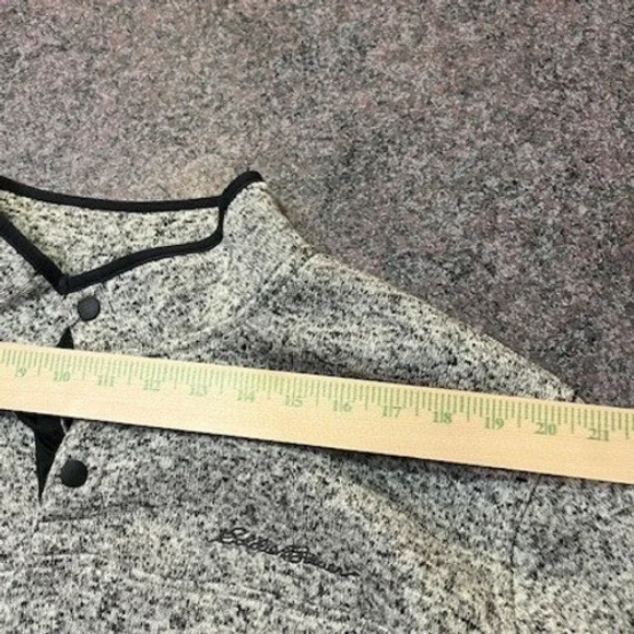 Eddie Bauer Mens Sweater Fleece Pullover Gray Heather Quarter Button Mock Neck L - Picture 3 of 5